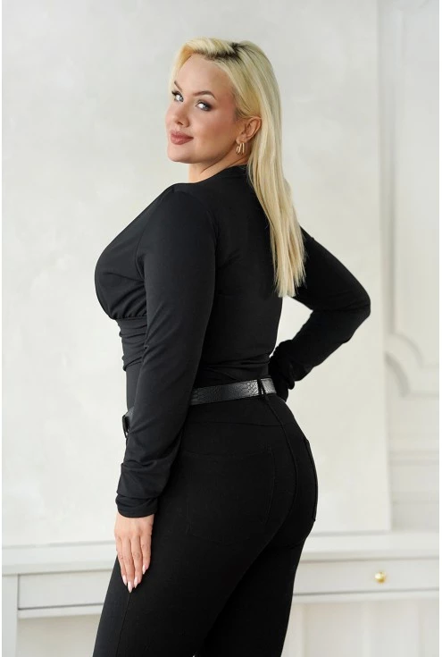 Czarne damskie body z długim rękawem duże rozmiary plus size xxl