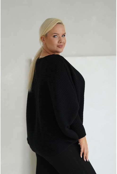 Modny czarny sweter oversize xxl
