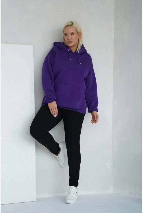 Fioletowa ciepła bluza z kapturem plus size xxl