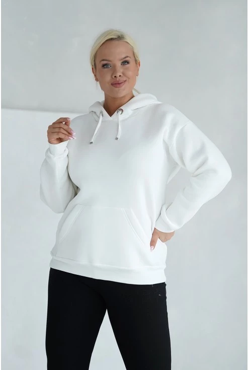 Biała ciepła bluza z kapturem duże rozmiary plus size