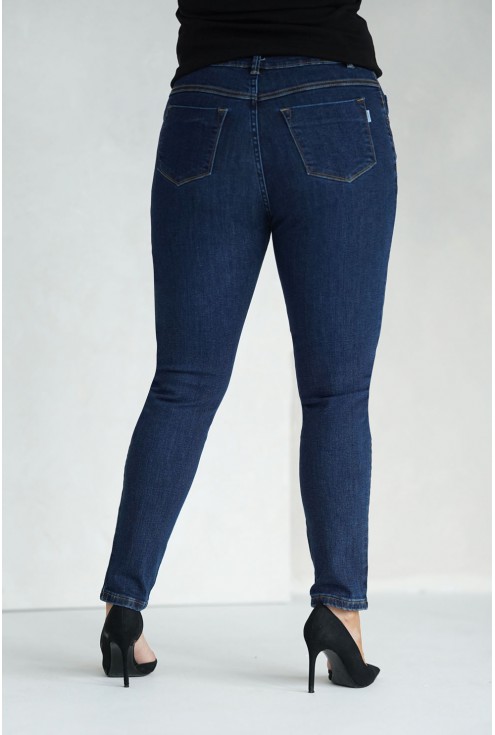 Ciemnogranatowe jeansy typu skinny duże rozmiary monasou