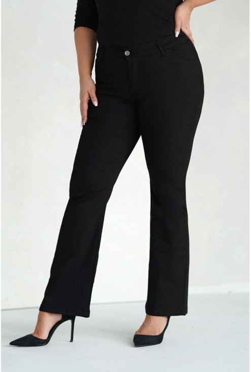 Czarne jeansy typu bootcut xxl spodnie monasou