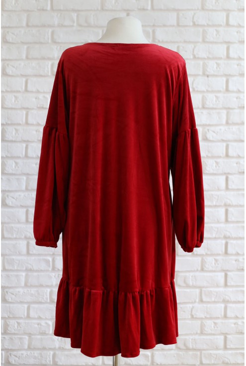 Czerwona welurowa sukienka xxl