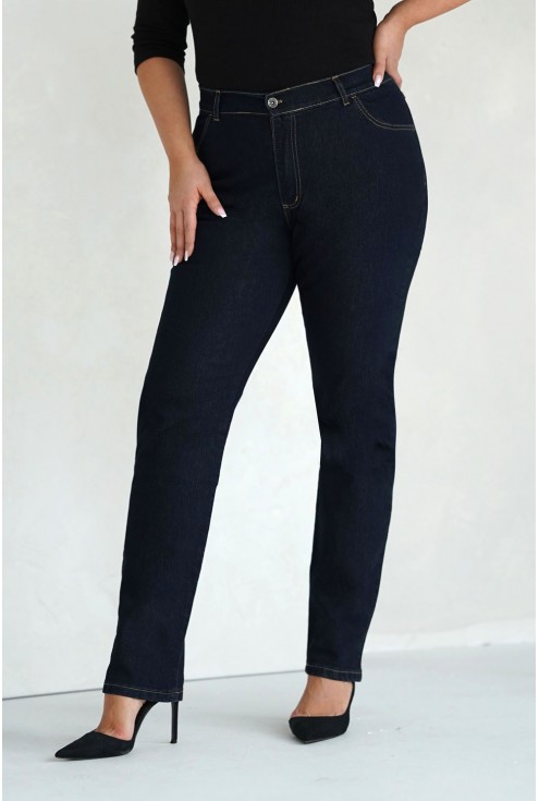 Ciemne spodnie jeansy xxl monasou
