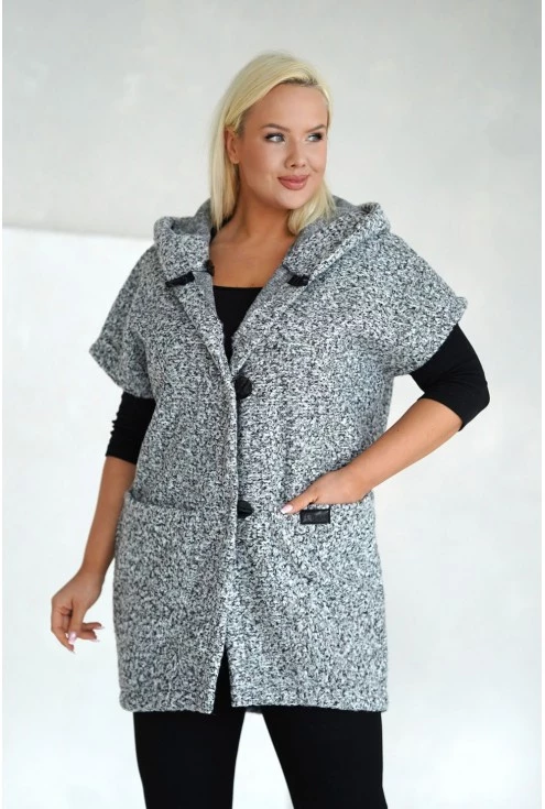 Kamizelka oversize z kapturem plus size Monasou