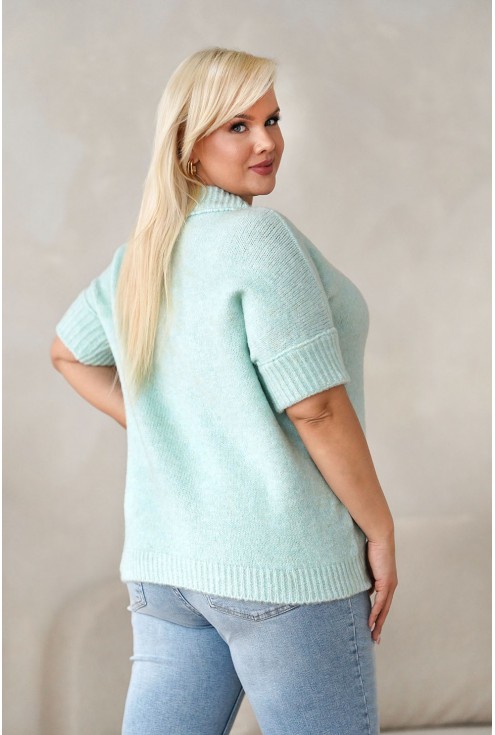 Miętowy krótki sweterek duże rozmiary xxl monasou