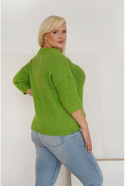 zielony sweterek z kokardą bow monasou