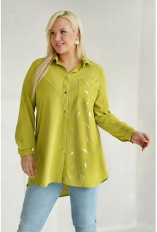 Limonkowa koszula z błyszczącymi piórkami - Shelbi