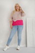 Pudrowy sweter z neonowym różowym dołem - Duo