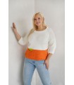 Biały sweter z pomarańczowym dołem - Duo