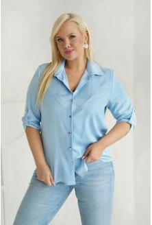 Błękitna wizytowa koszula plus size - Arsina