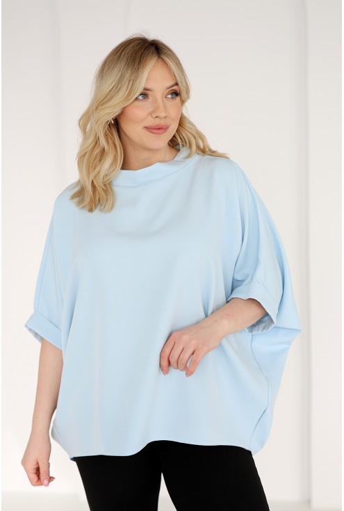 Bluzka plus size kimono w kolorze baby blue - Marion Monasou