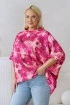 Pudrowa bluzka kimono w różowe kwiaty - Mariette