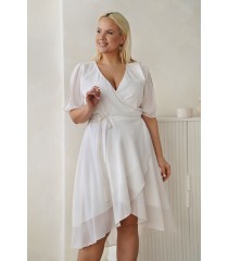 Biała sukienka z kopertowym dekoltem - Verita