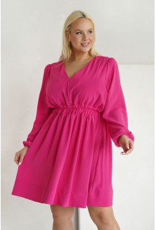 Różowa rozkloszowana sukienka z gumką w talii - Marcelita