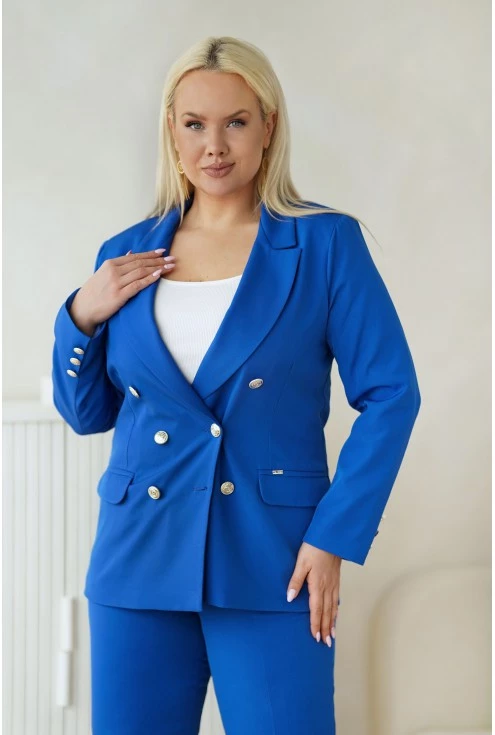 Chabrowy garnitur z dwurzędową marynarką plus size xxl xxxl