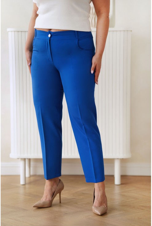Chabrowe eleganckie spodnie do garnituru plus size damskiego w sklepie Monasou.pl