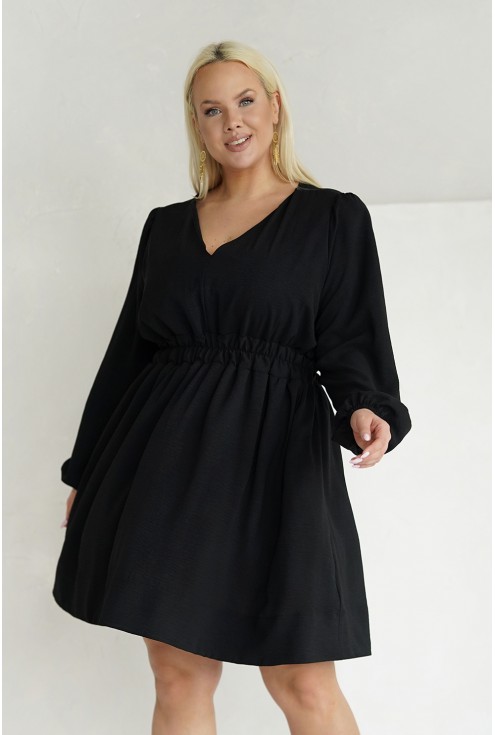 Czarna rozkloszowana sukienka z gumką w talii xxl xxxl