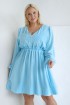 Błękitna rozkloszowana sukienka z gumką w talii - Marcelita