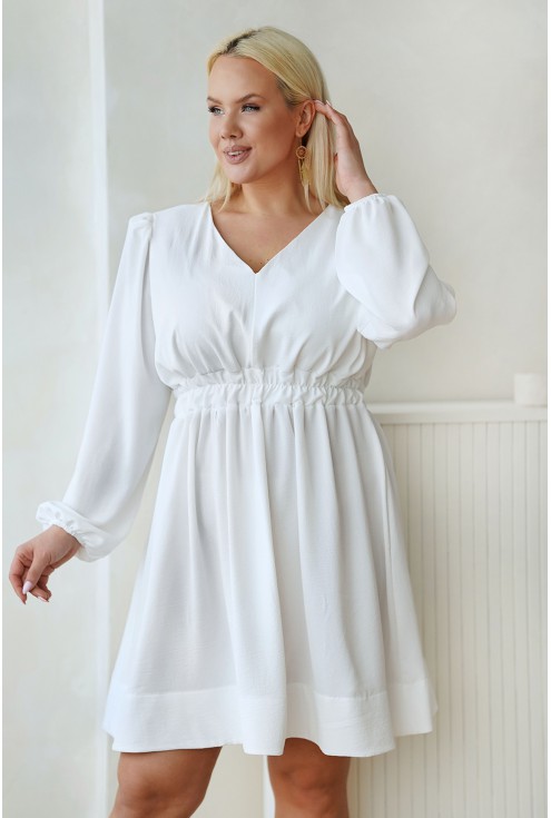 Wygodna biała sukienka z gumką w talii w dużym rozmiarze xxl xxxl
