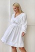 Biała rozkloszowana sukienka z gumką w talii - Marcelita