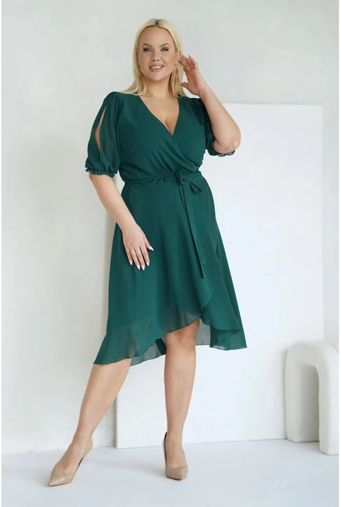 Butelkowa zwiewna sukienka plus size monasou