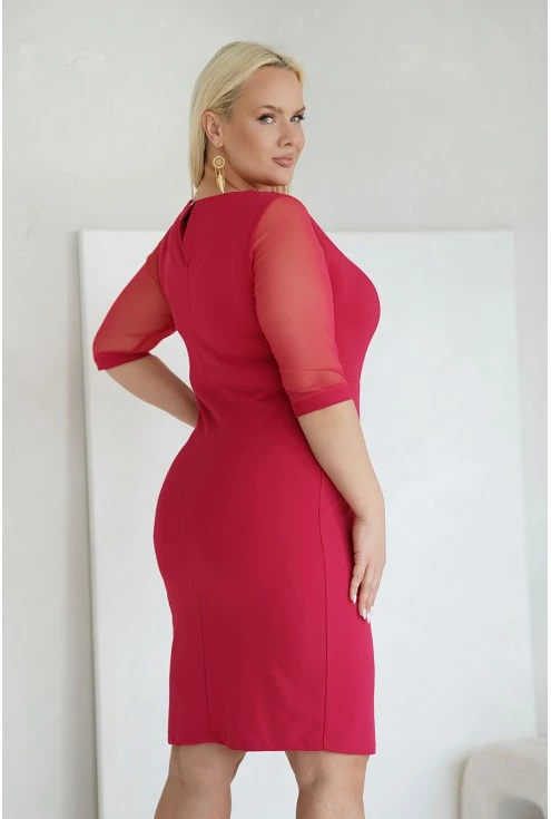 Malinowa wizytowa sukienka plus size monasou