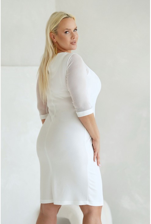 Biała wizytowa sukienka plus size monasou