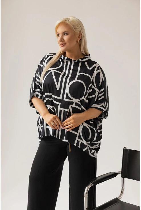 Czarna bluzka oversize xxl monasou