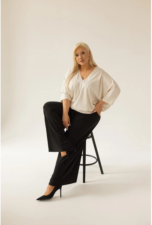 czarne plisowane spodnie plus size monasou xxl