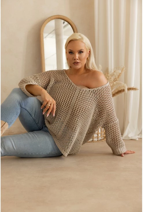 sweterek plus size azurowy modny monasou