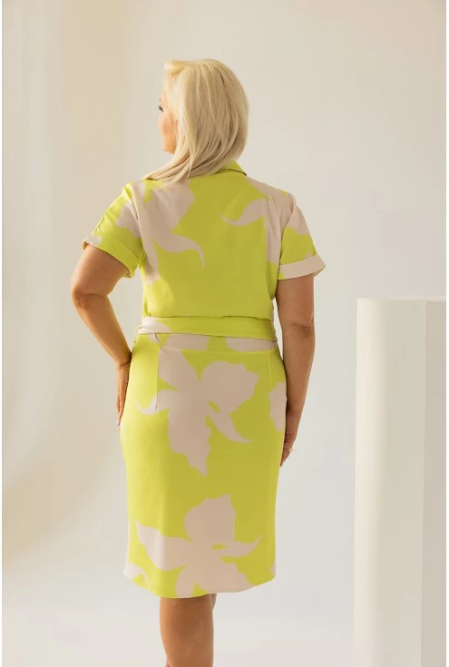 Limonkowa sukienka plus size monasou