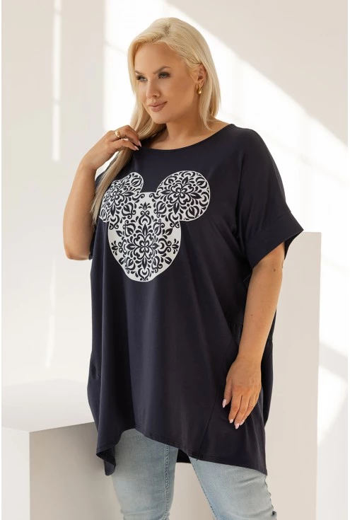 Granatowa tunika plus size moda damska xxl monasou