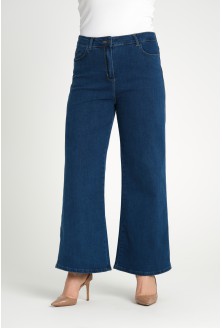 Jasne niebieskie jeansy plus size z szeroką nogawką - Marinea