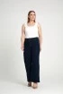 Granatowe jeansy plus size z szeroką nogawką - Marinea