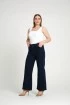 Granatowe jeansy plus size z szeroką nogawką - Marinea