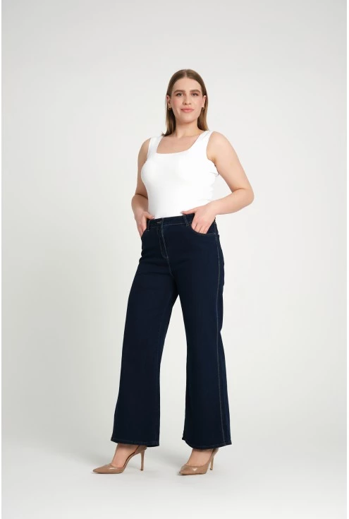 elastyczne jeansy marinea granatowe jeansy plus size monasou