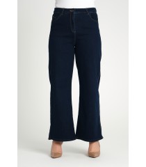 Granatowe jeansy plus size z szeroką nogawką - Marinea