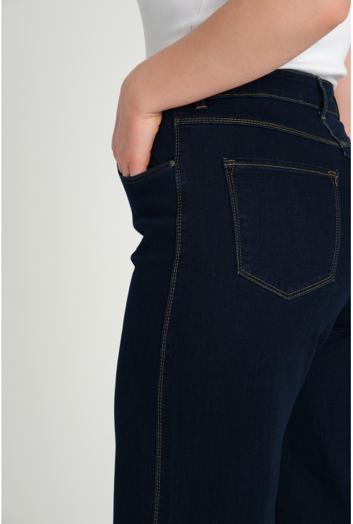 ciemne jeansy marinea z szeroka nogawka monasou