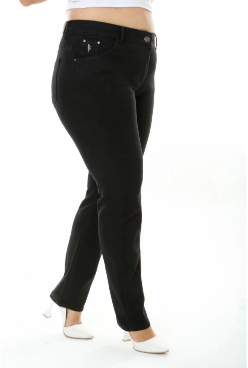 Czarne spodnie jeansy plus size monasou