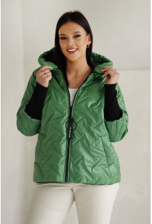 Zielona krótka kurtka z materiałowymi mankietami - Nora