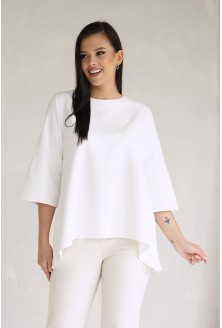 Biała elegancka rozkloszowana bluzka - SHAVON
