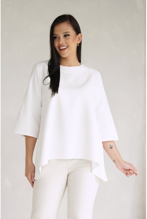 Biała elegancka rozkloszowana bluzka xxl monasou