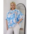Błękitna bluzka kimono w kwiatowy wzór - Mariette