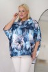 Granatowo-niebieska bluzka kimono wzór - Mariette