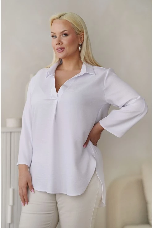 Biała koszula plus size rękaw 3/4 xxl monasou