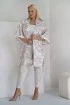 Beżowo-biała narzutka kimono plus size w kwiaty - Sakura