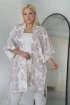 Beżowo-biała narzutka kimono plus size w kwiaty - Sakura