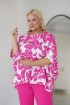 Bluzka kimono biała w różowy wzór - Mariette