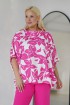Bluzka kimono biała w różowy wzór - Mariette